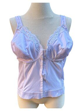 Instant Shaping Womens Lace Satin Front Closure Shapewear Top 48D White